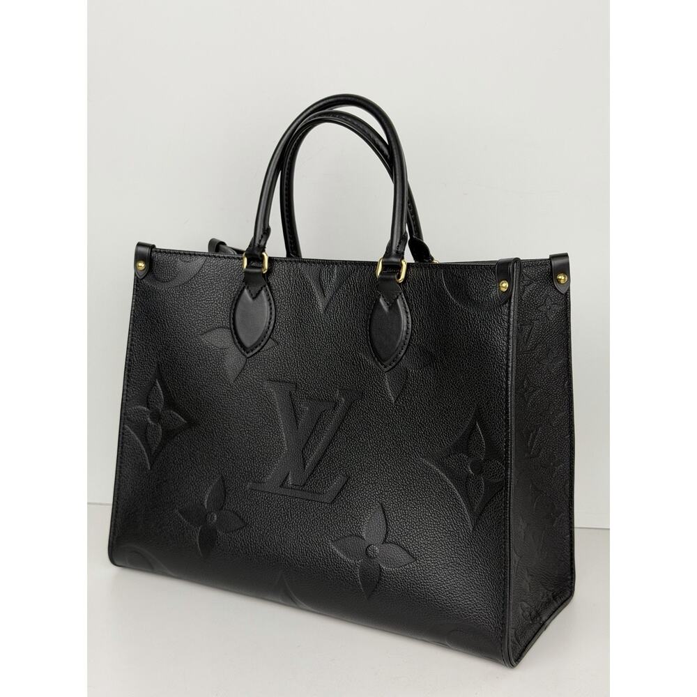 Louis Vuitton OnTheGo MM Tote Bag Black Monogram Empreinte Leather NFC E4